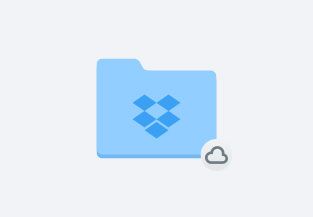 Un icono de carpeta azul de Dropbox