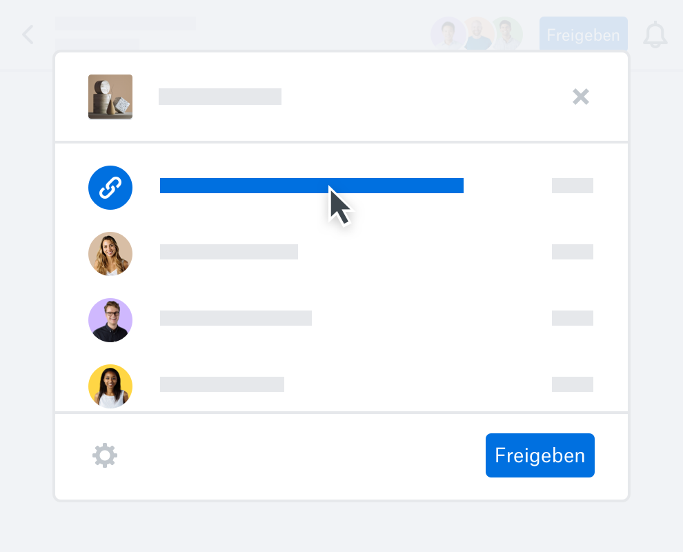 Ein Nutzer erstellt einen Link zu einem in seinem Dropbox-Konto gespeicherten Foto, um es mit seiner Familie und seinen Freunden zu teilen