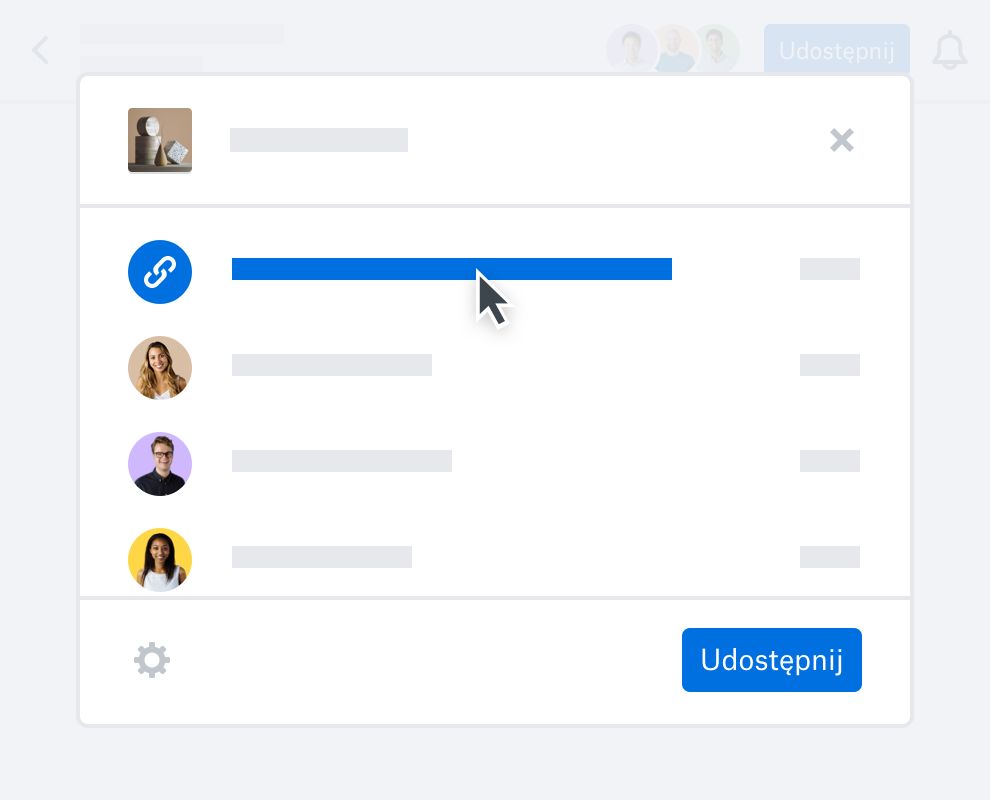 Użytkownik tworzący łącze do zdjęcia przechowywanego na koncie Dropbox w celu udostępnienia go rodzinie i znajomym