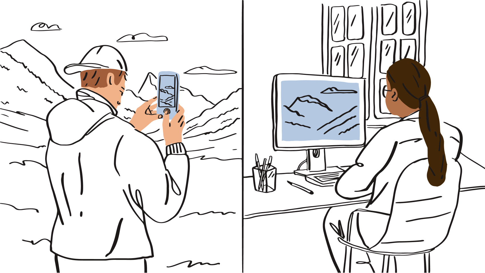 A Dropbox user shares files with a colleague from a remote location.