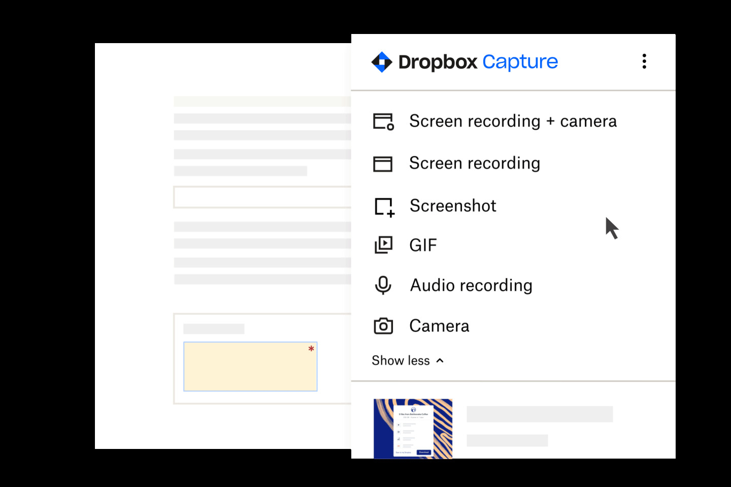 An animated GIF demonstrating how to use Dropbox Capture to record your screen in 4K.