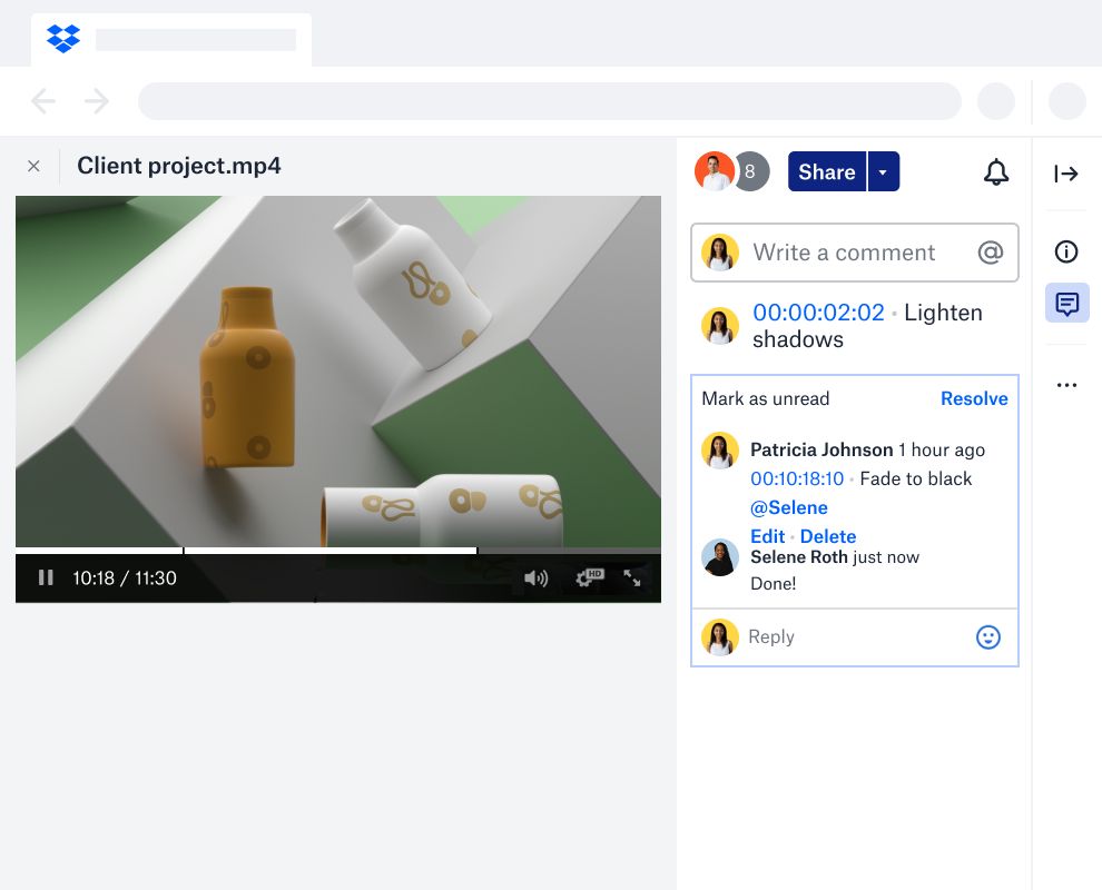 Projekt wideo dla klienta wraz z listą komentarzy zawierającą znaczniki czasu i poszczególne działania