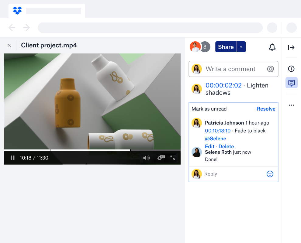 Clientprojectvideo naast opmerkingen met tijdcodes en actiepunten