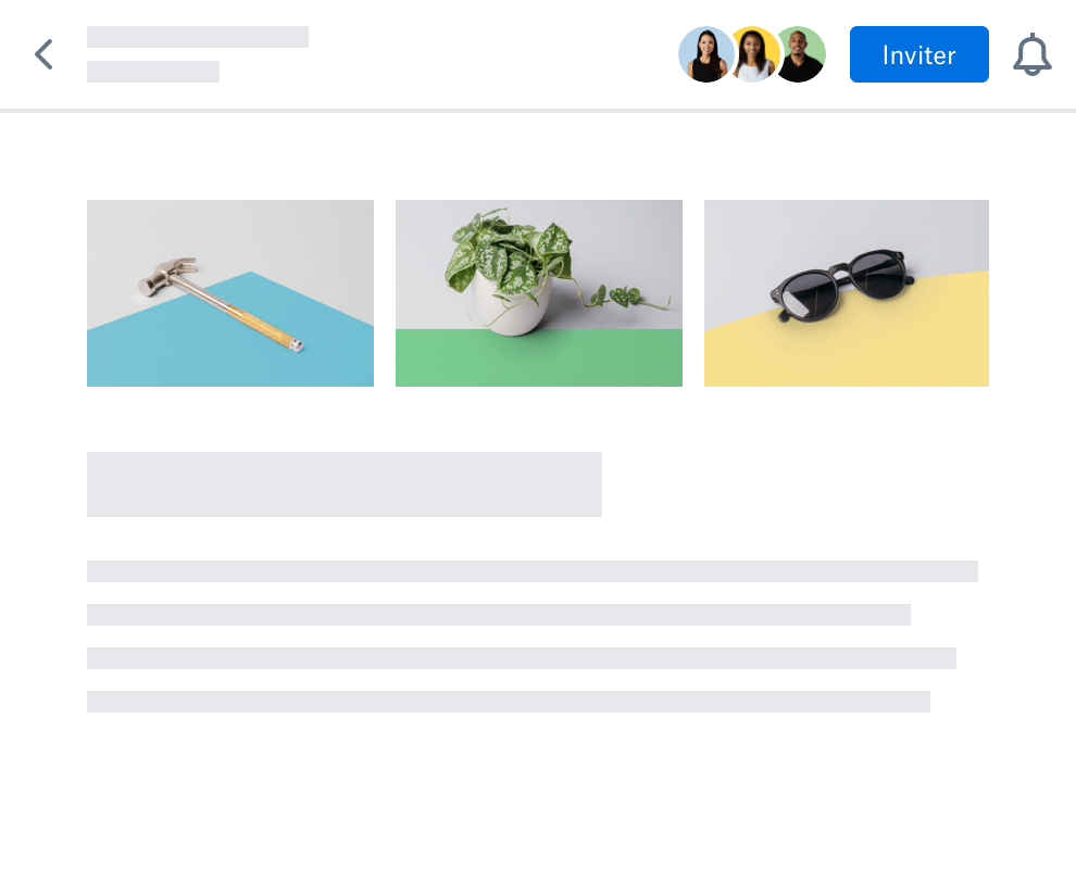 Document Paper avec un marteau sur un fond bleu, une plante en pot sur un fond vert et des lunettes de soleil sur un fond jaune