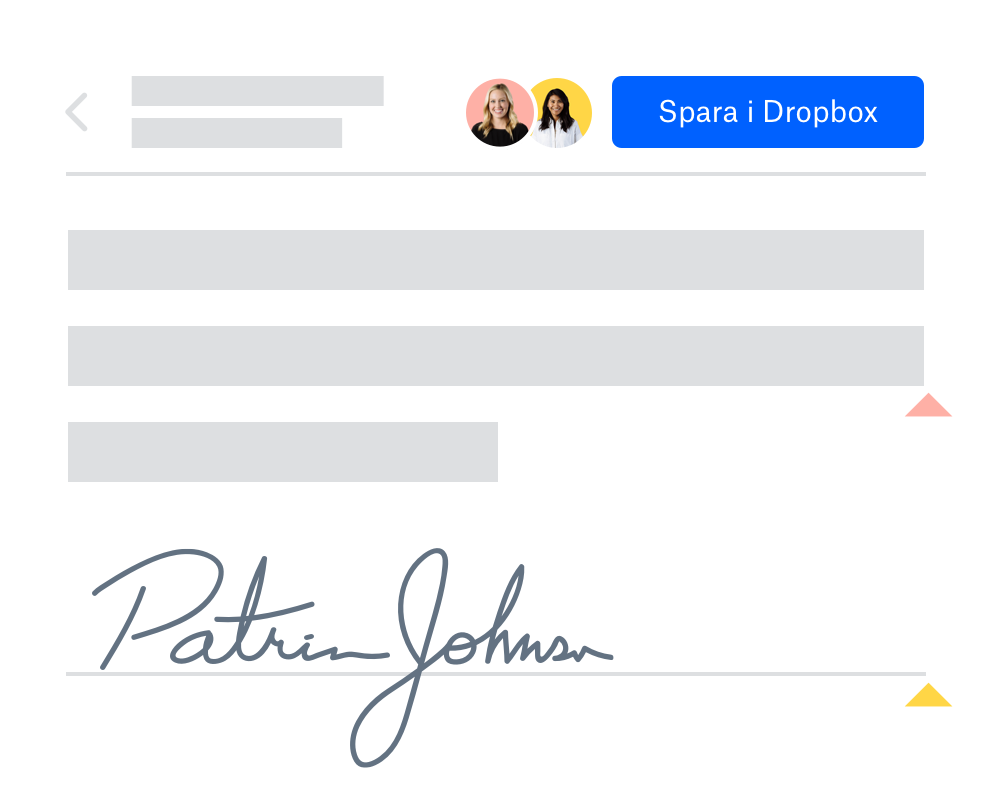 Ett signerat dokument som delas i Dropbox