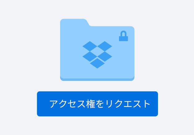 鍵のアイコンと［アクセス権をリクエスト］ボタンが表示された青いファイル