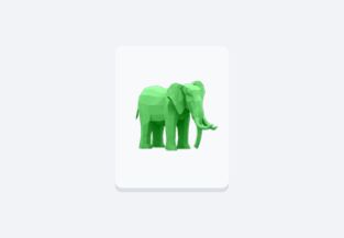 En stor fil, der indeholder en gengivelse af en grøn elefant