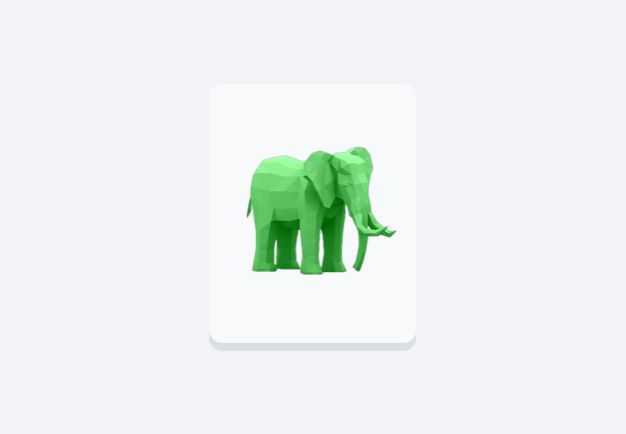 En billedfil med en grøn elefant