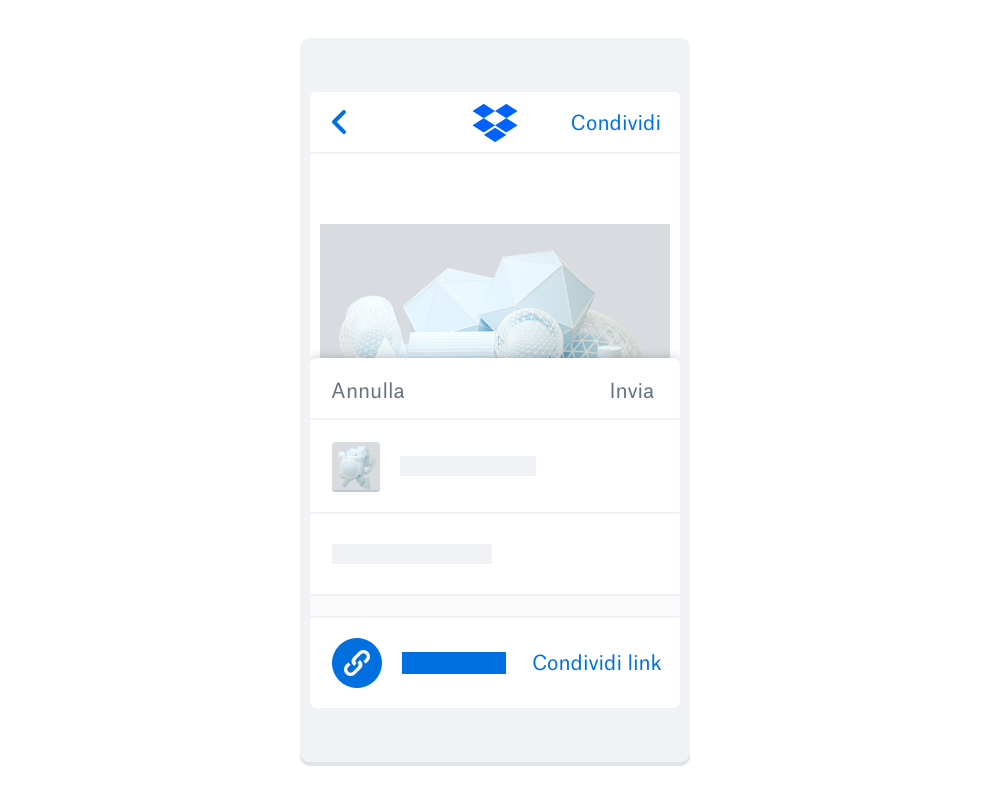 Un collegamento condiviso creato nell'app per dispositivi mobili Dropbox