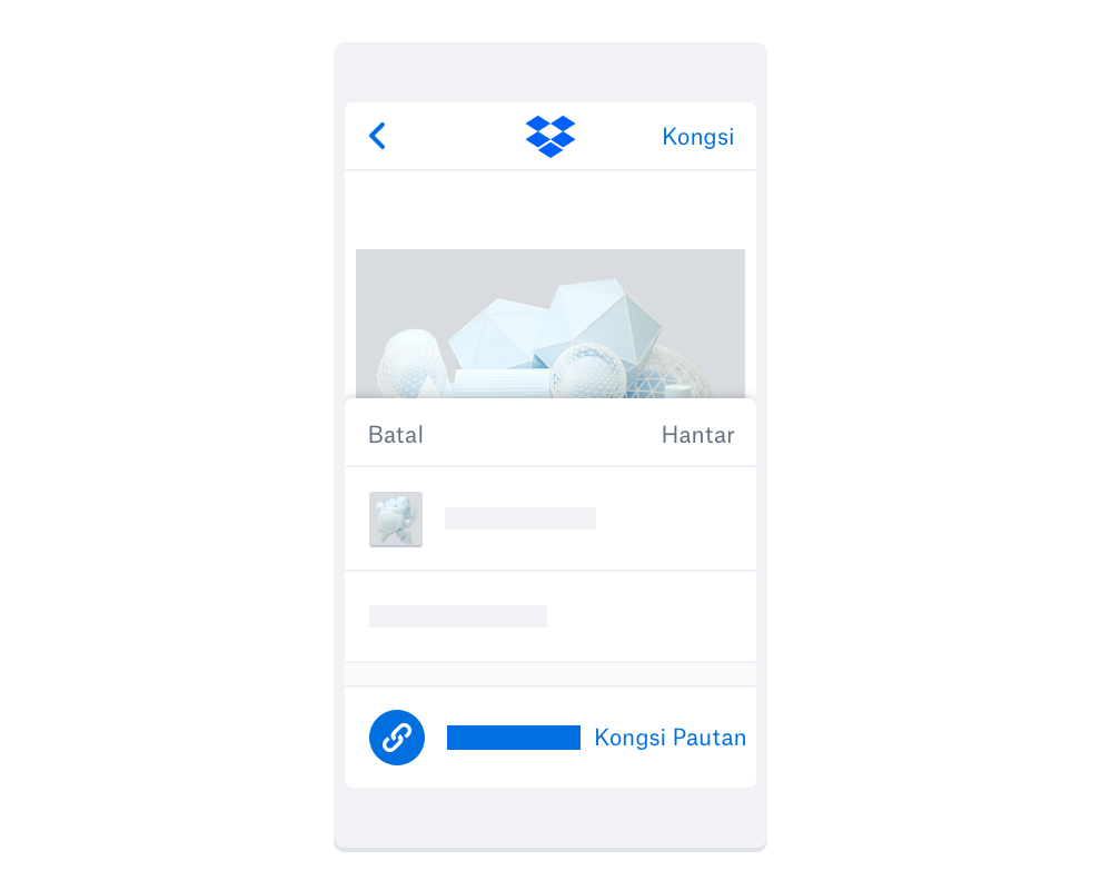 Pautan kongsian sedang dicipta dalam apl mudah alih Dropbox