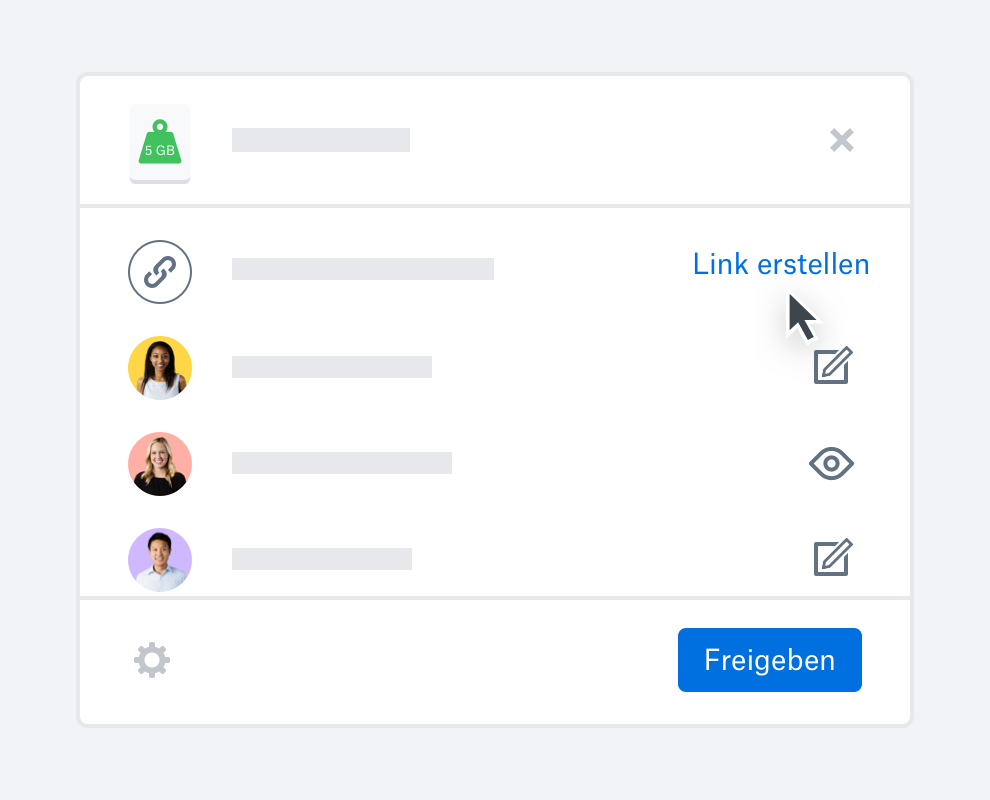 Ein Nutzer erstellt einen Link zu einer Datei