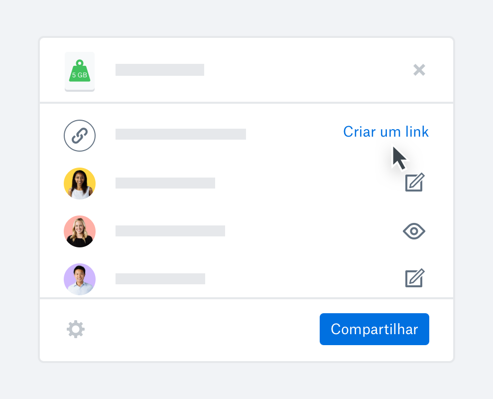 Um usuário criando um link para um arquivo