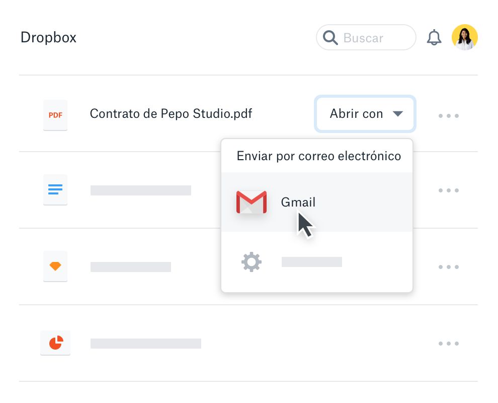 Un usuario comparte un archivo de Dropbox con Gmail