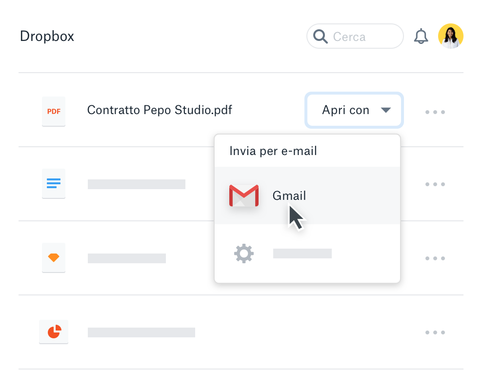 Un utente che condividere un file Dropbox con Gmail