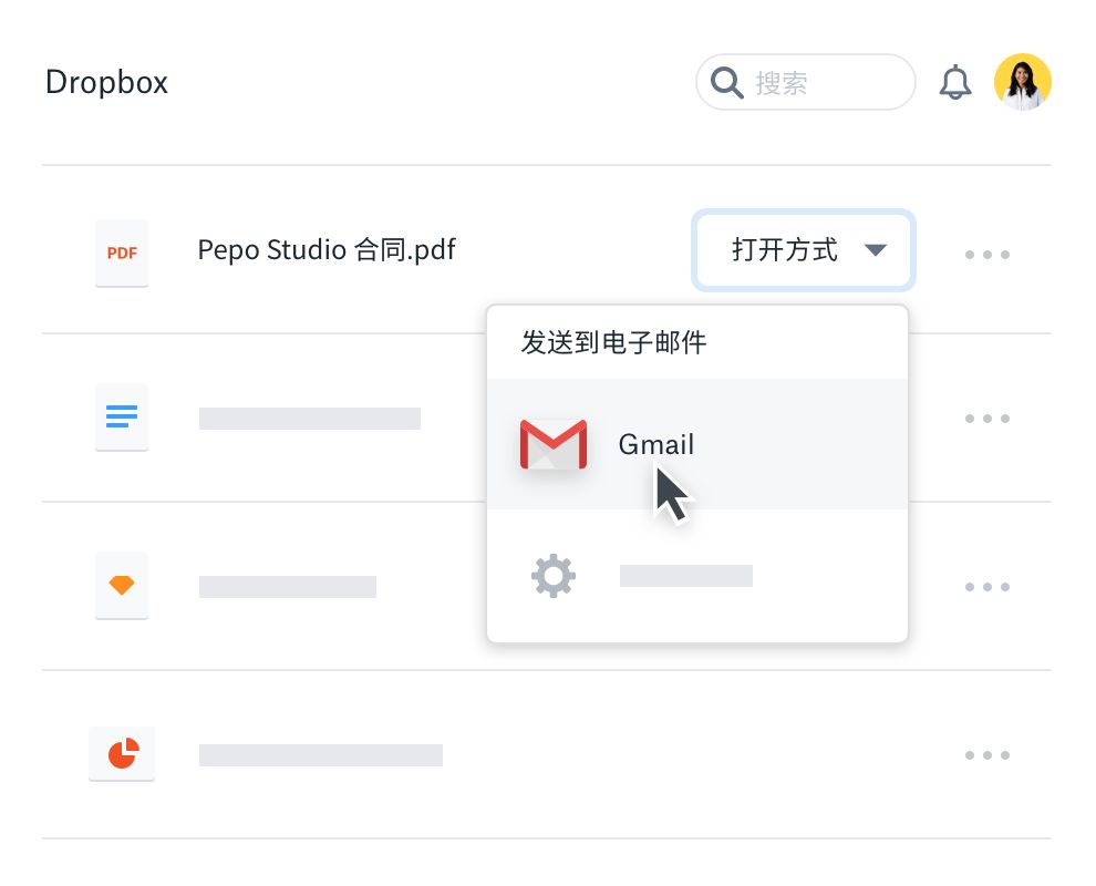 一位用户使用 Gmail 共享 Dropbox 文件