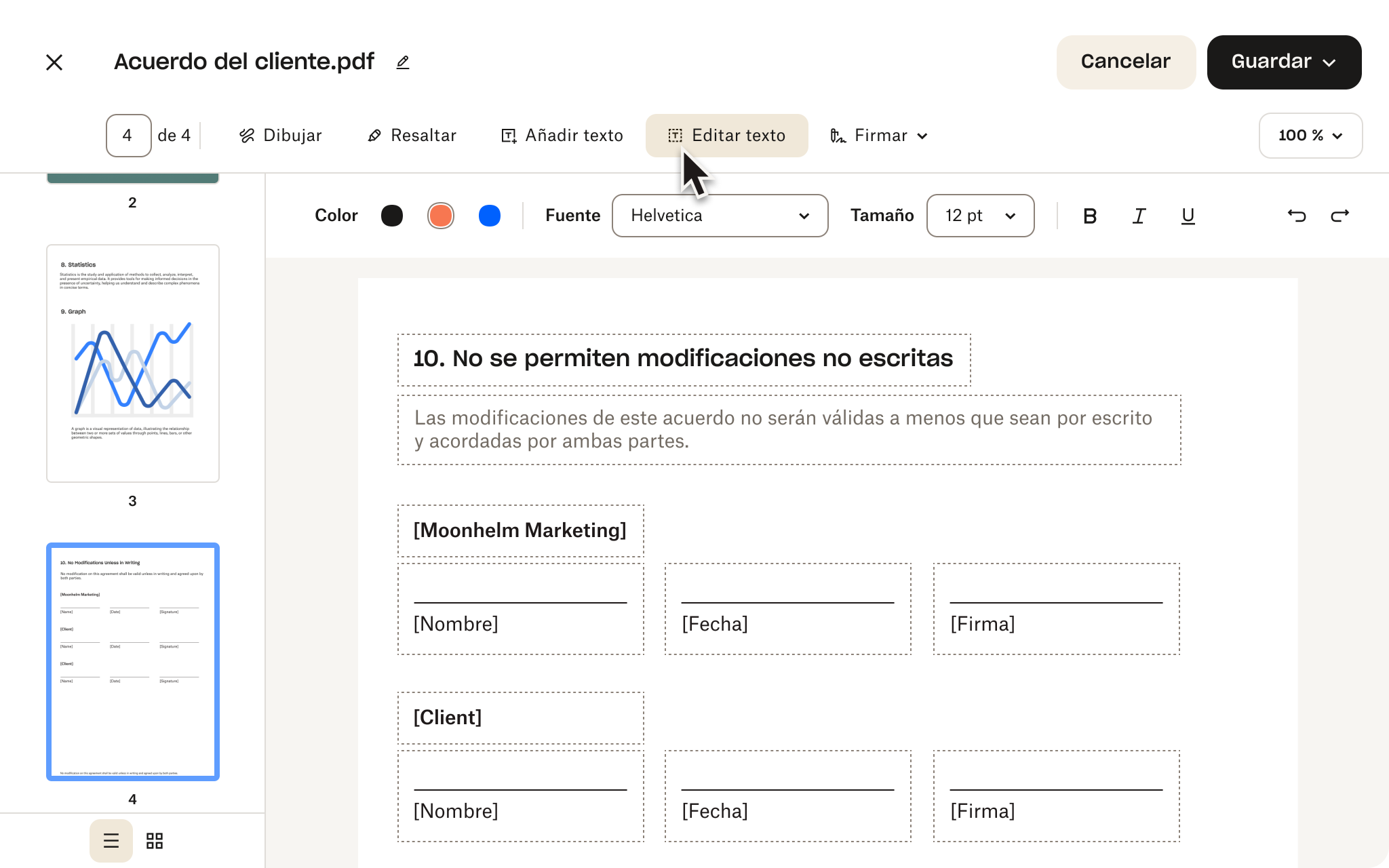 Imagen del editor de PDF de Dropbox en la que se muestra cómo editar y firmar archivos PDF, además de añadirles texto