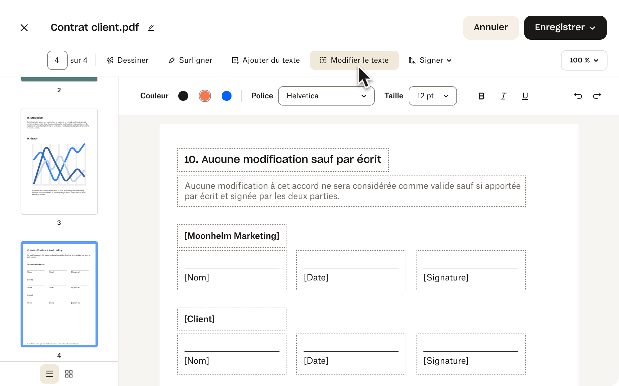 Image de l’éditeur de PDF Dropbox illustrant comment modifier des fichiers PDF, y ajouter du texte et les signer.