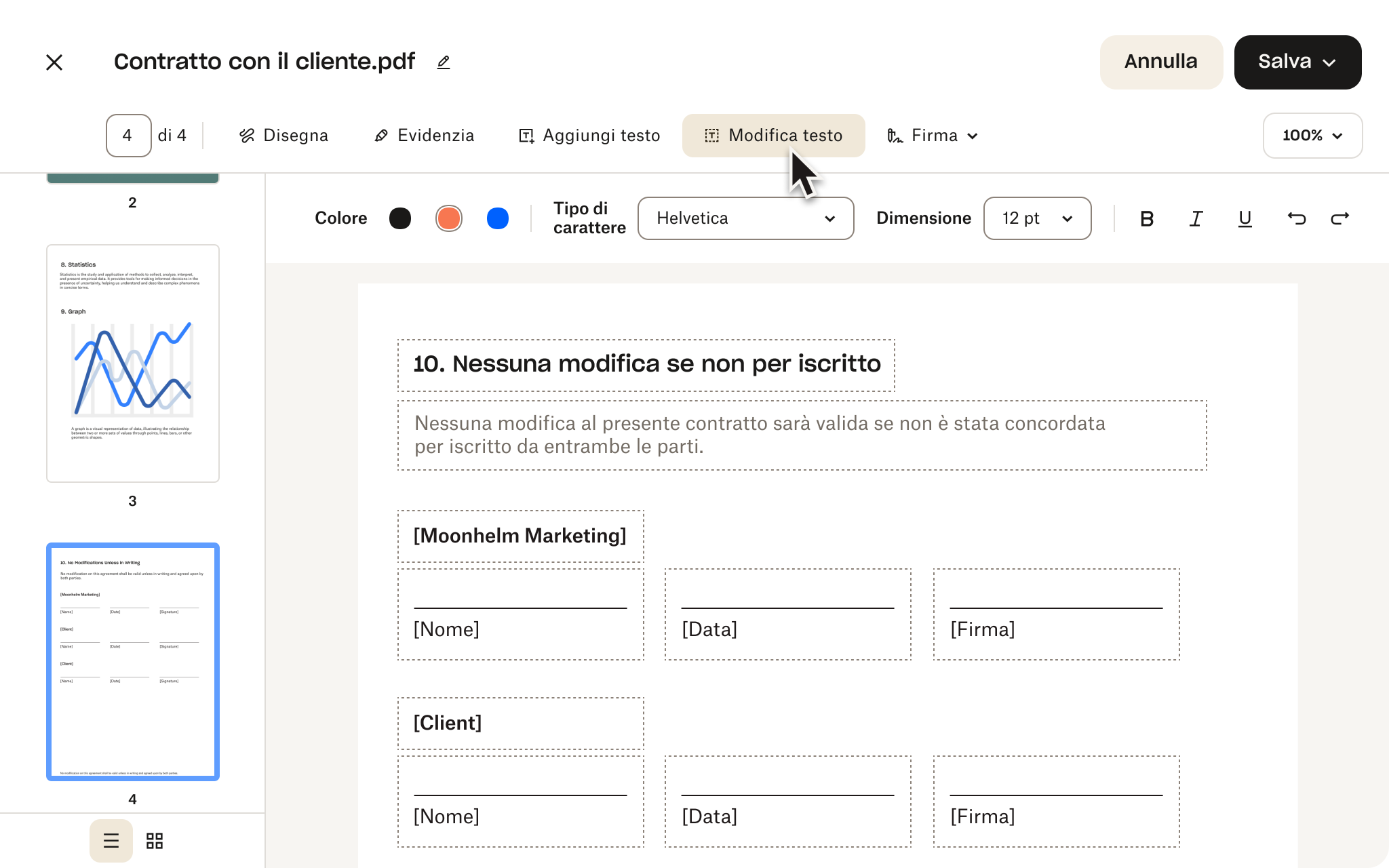 Immagine dell'editor PDF di Dropbox che illustra come modificare, aggiungere testi e la firma a PDF.