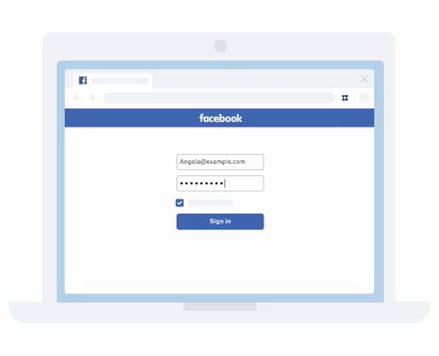 Layar popup pengelola kata sandi Dropbox di halaman pembuatan akun Facebook