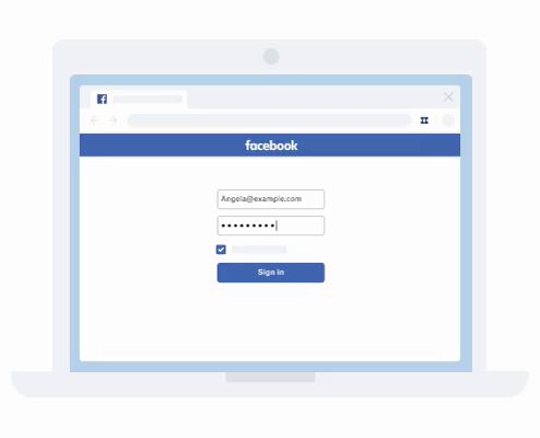 Écran de l'application de gestion de mots de passe Dropbox sur une page de création de compte Facebook