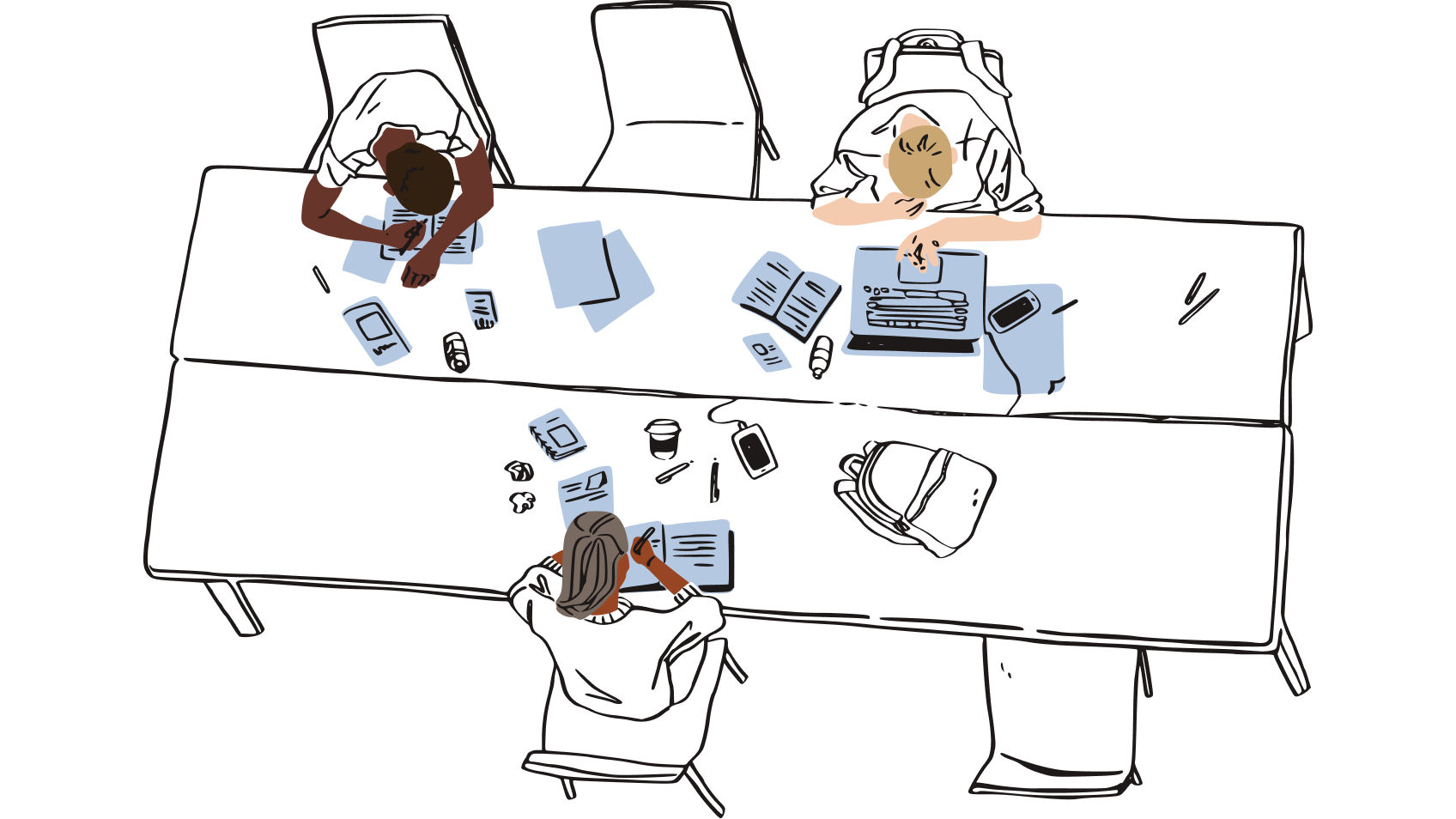 wachtwoordmanager safari Illustration of a group of people sat in a shared workspace, surrounded by scraps of paper, representing the risk of leaving physical copies of passwords near your desk.