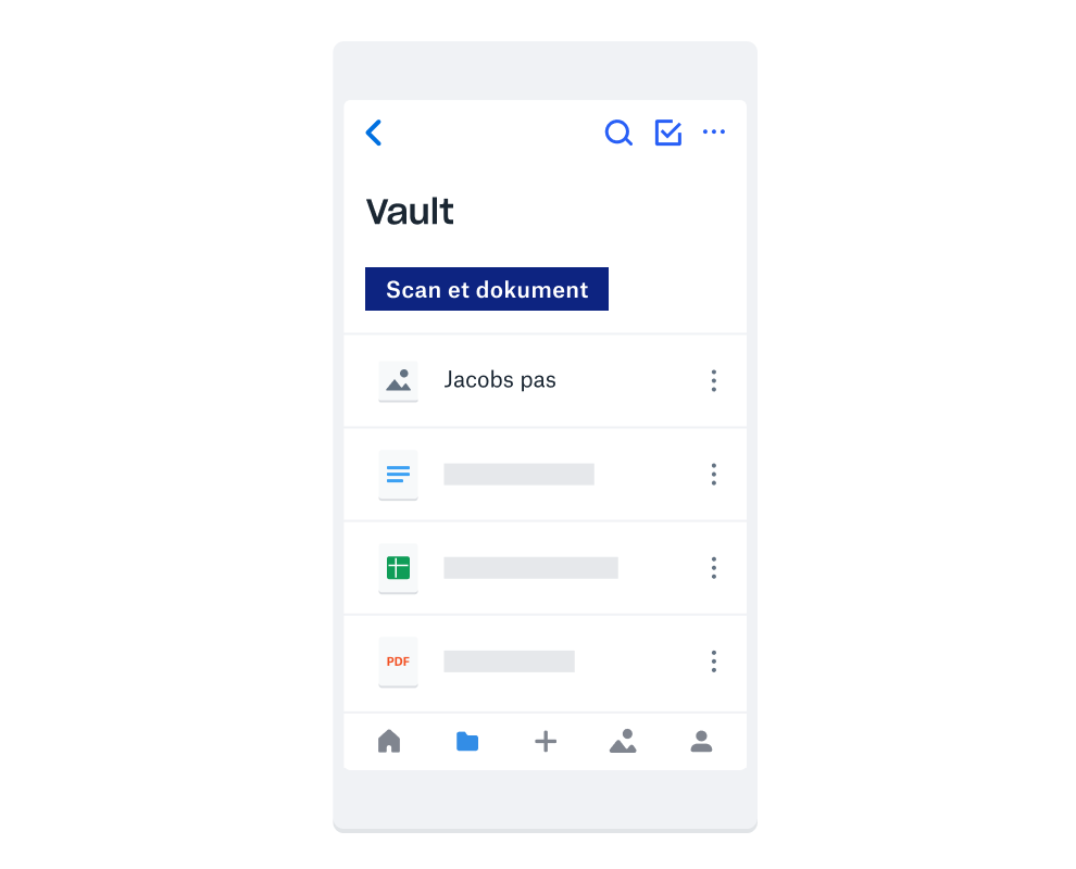 Billede af filer, der organiseres og gemmes i Dropbox