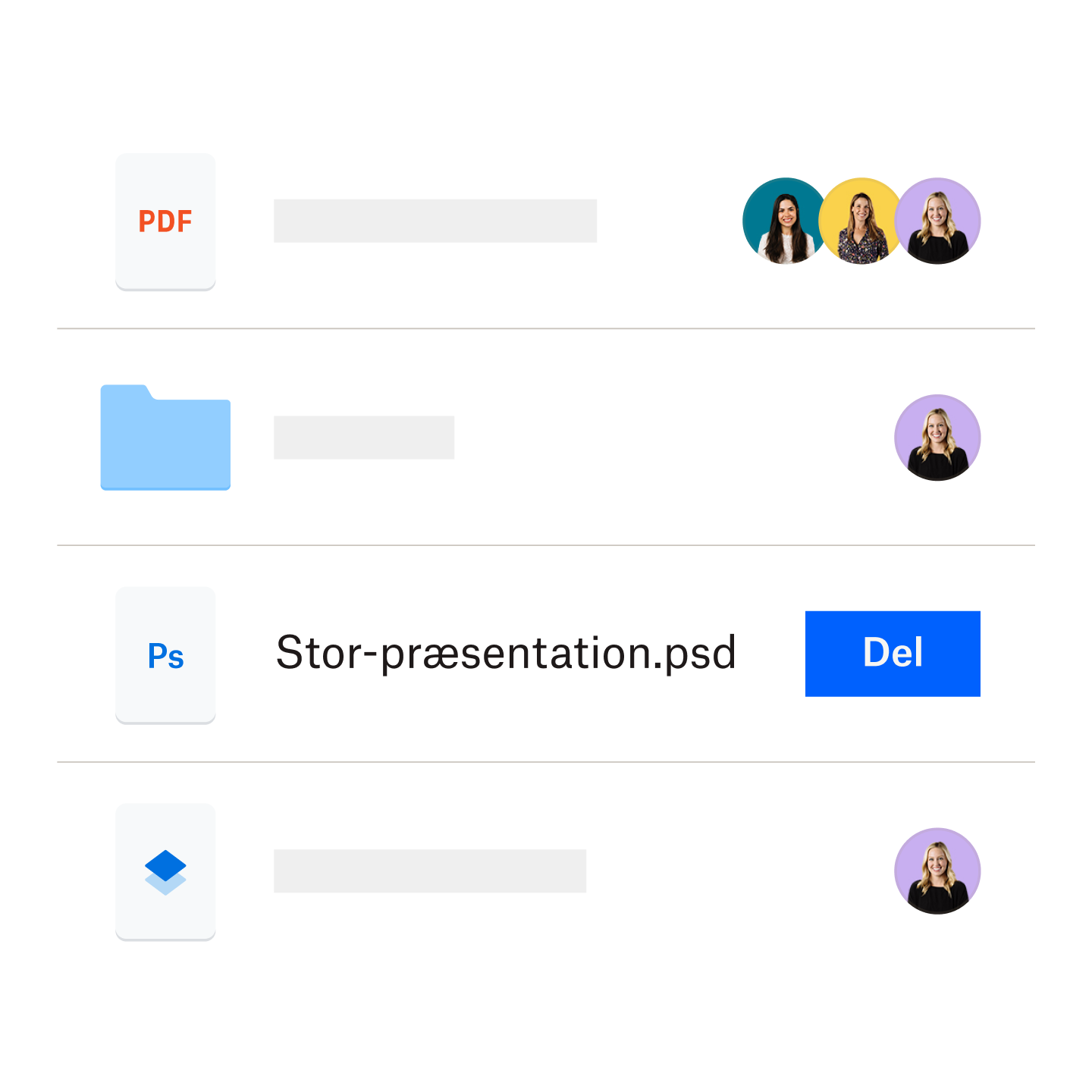 En stor fil, der opbevares i en Dropbox-mappe