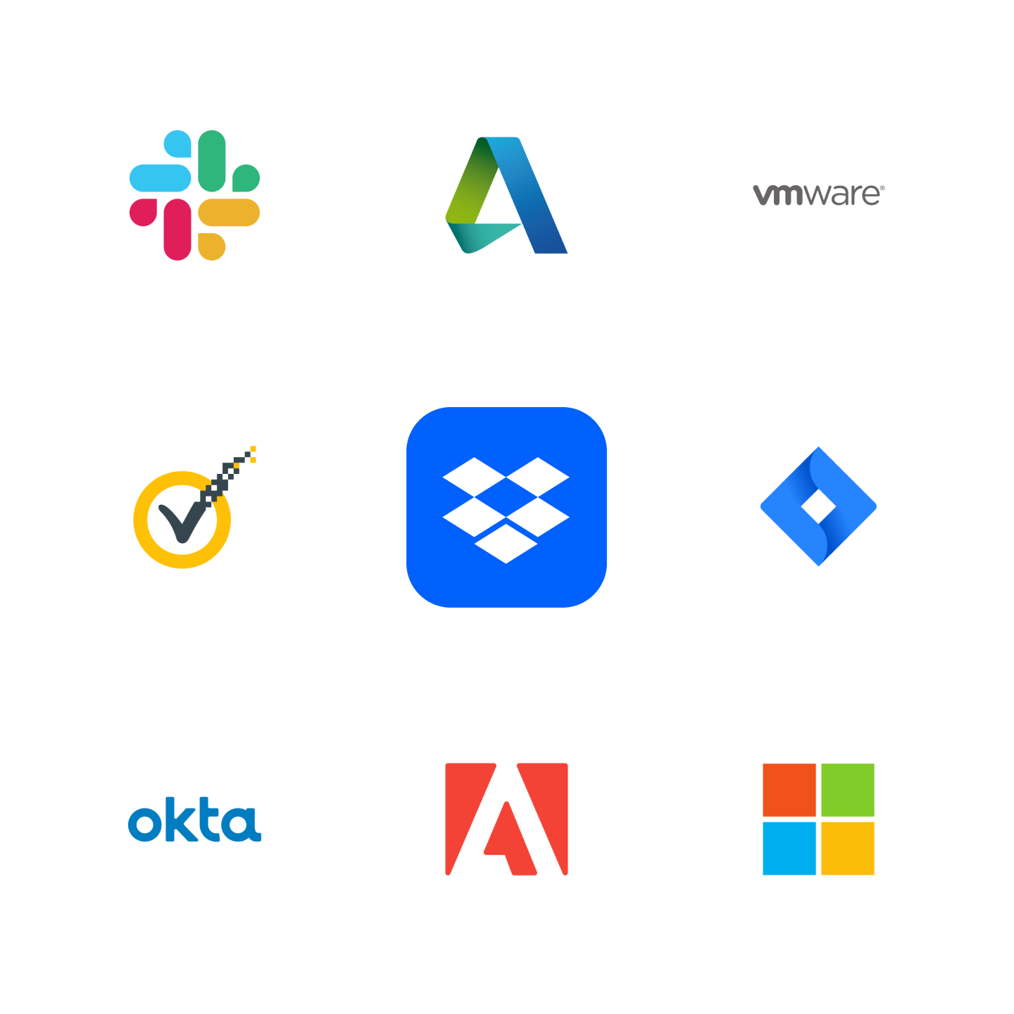  Iconos de empresas en cuyos productos se integra Dropbox