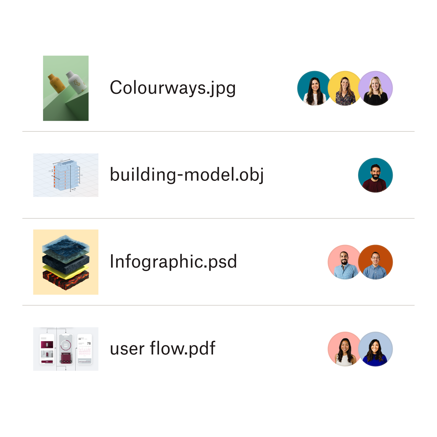 Previews of different file types
