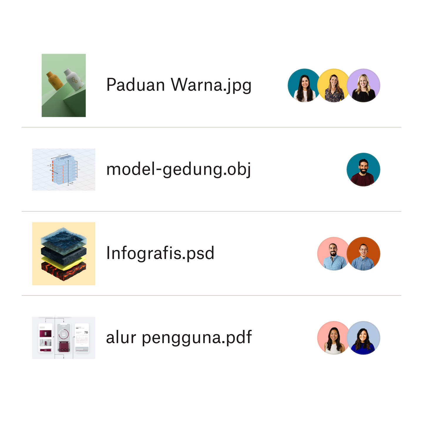 Pratinjau berbagai jenis file