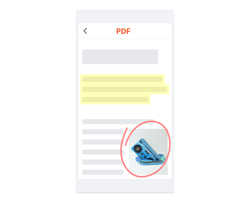 Een rode cirkel rondom een afbeelding in een PDF-bestand