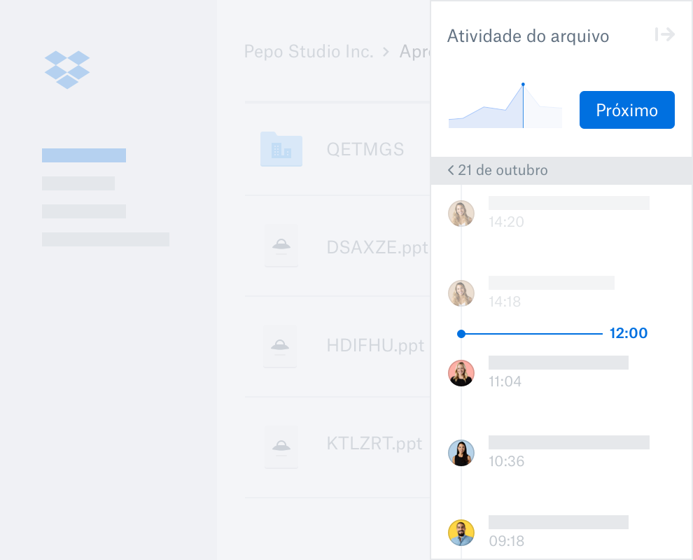 Usuário restaurando uma pasta excluída usando o Dropbox Rewind