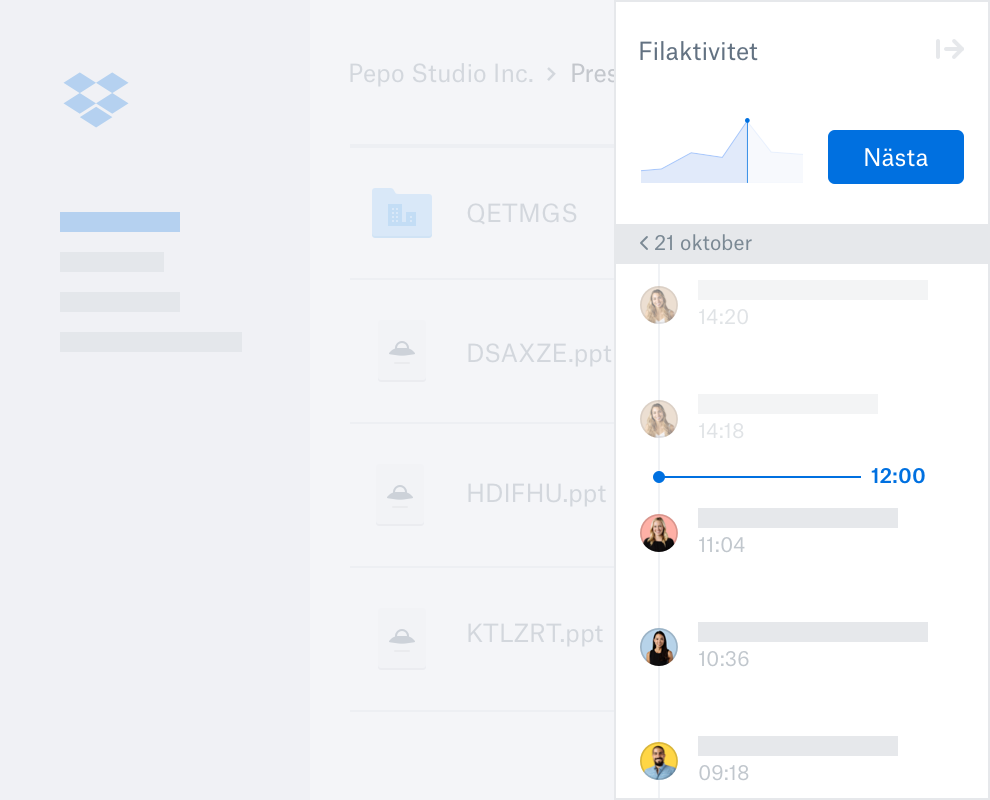 Användare som återställer en borttagen mapp med Dropbox Rewind