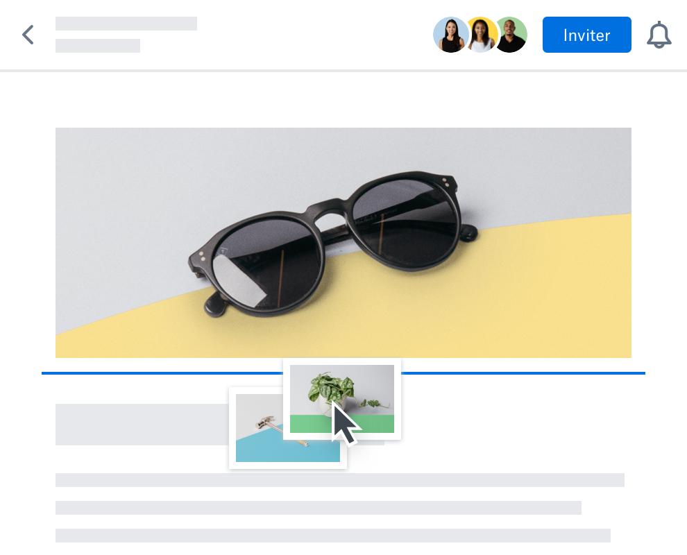 Plusieurs utilisateurs collaborant sur un même document et partageant une image en temps réel