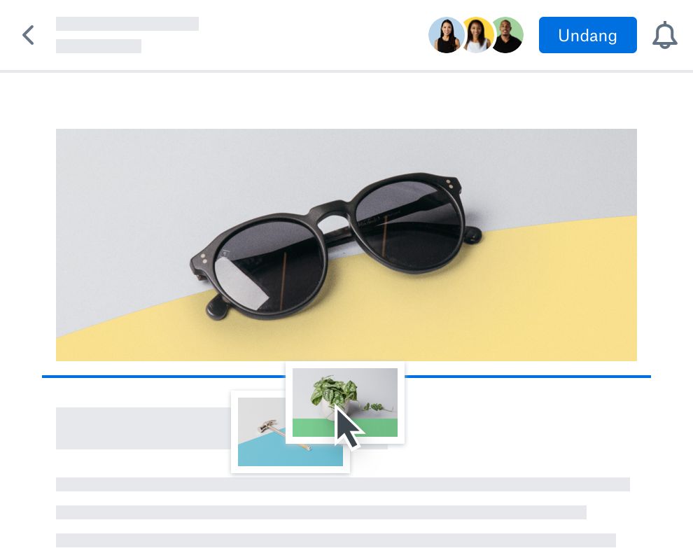Beberapa pengguna berkolaborasi dan berbagi gambar secara real time dalam sebuah dokumen