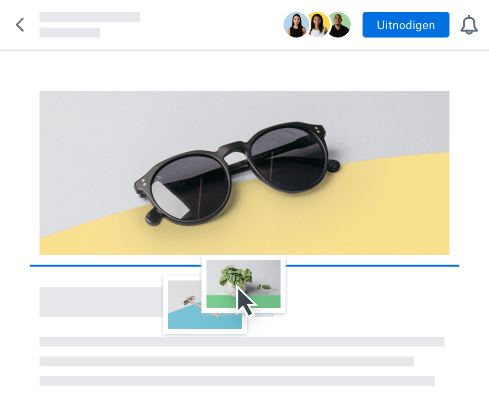 Meerdere gebruikers werken aan één document samen en delen in real time een afbeelding