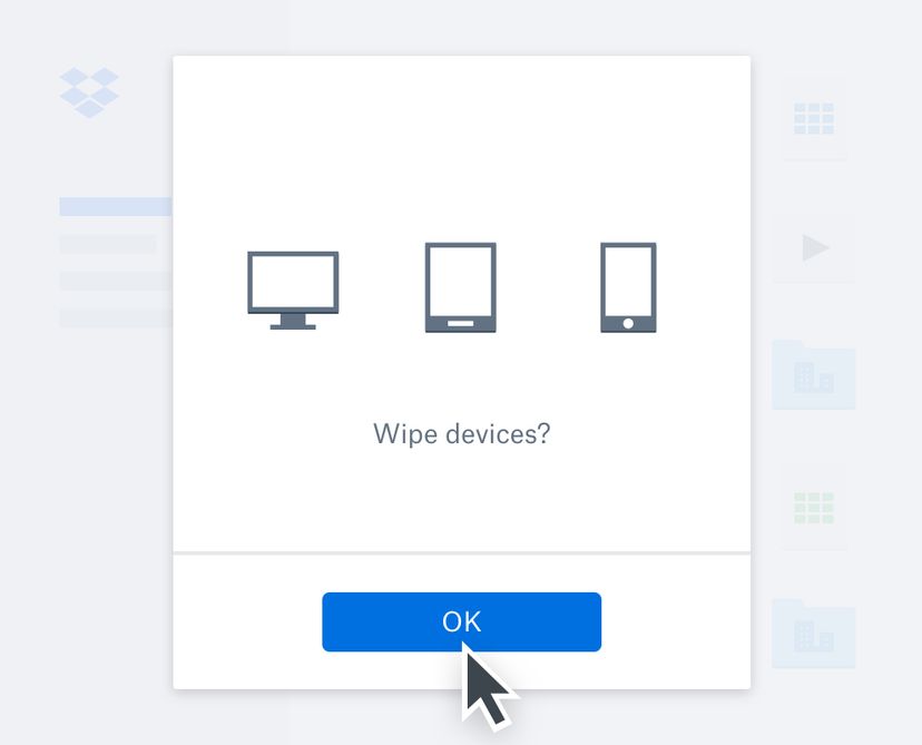 Remote wipe and data security Dropbox