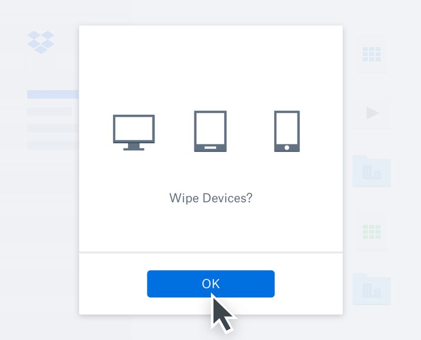 Remote wipe and data security Dropbox
