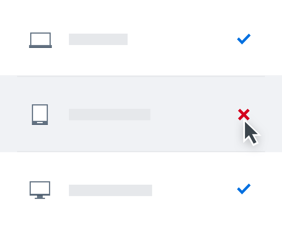 태블릿에서 모든 Dropbox 데이터를 원격 삭제하도록 선택 중인 사용자