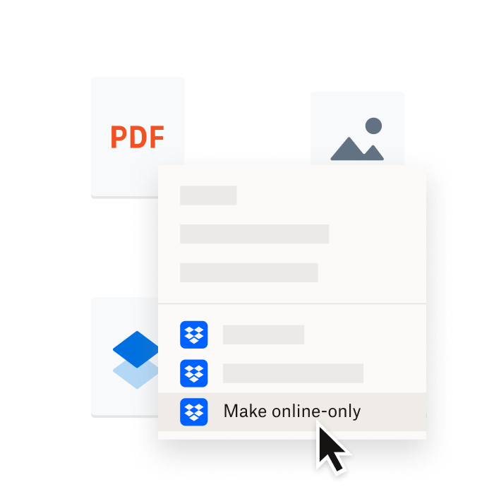 A user making a PDF file online-only to save space