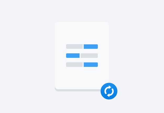 Un documento con un icono de sincronización