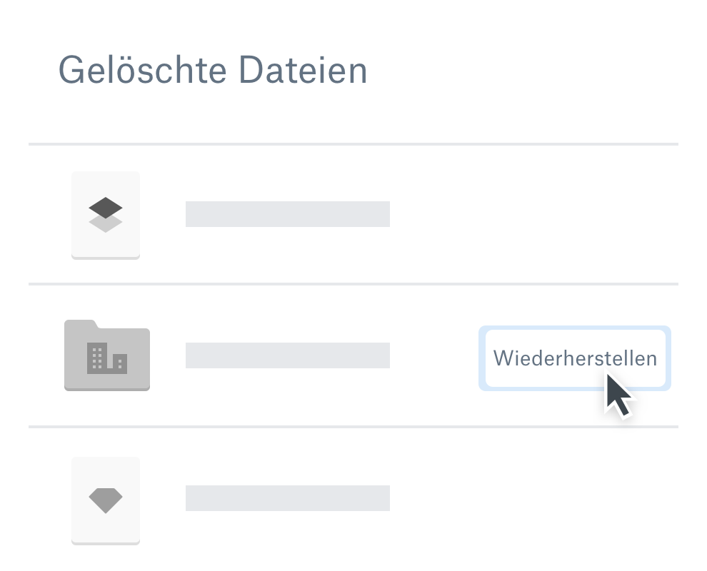 Ein Benutzer klickt auf die Wiederherstellen-Schaltfläche, um eine gelöschte Datei wiederherzustellen