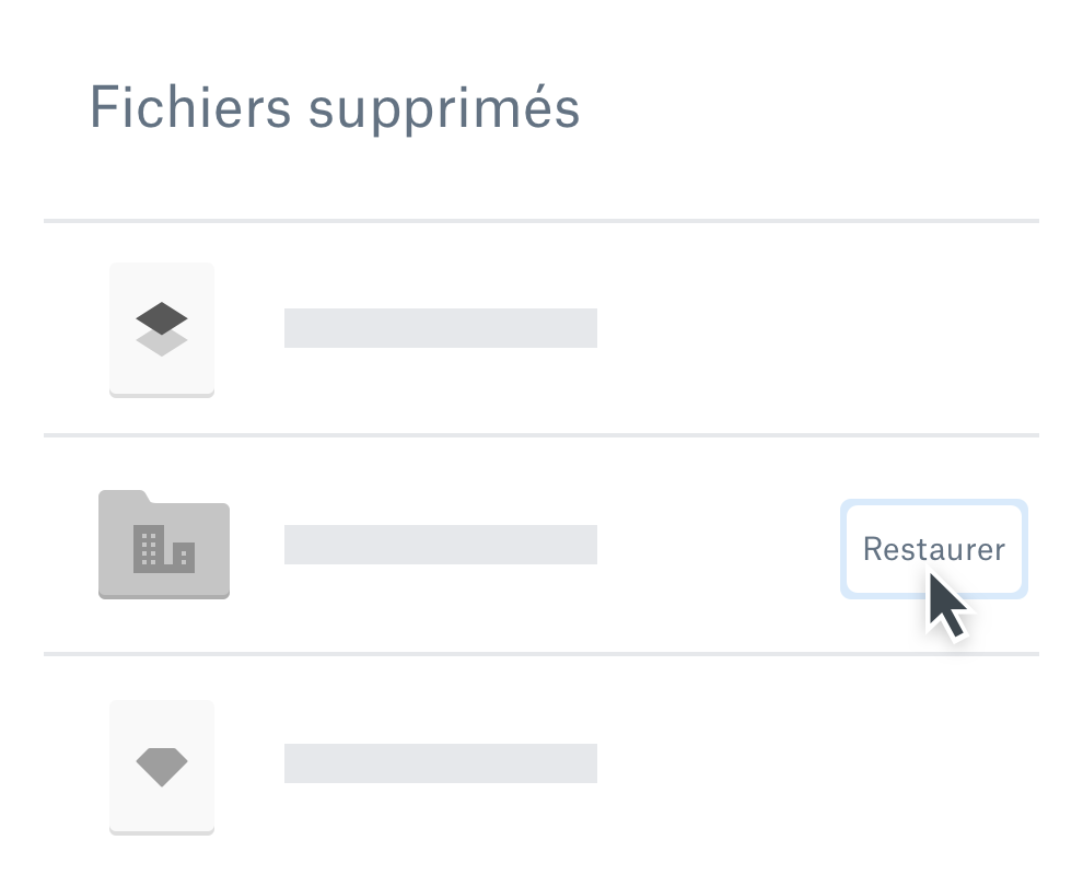Utilisateur cliquant sur le bouton de restauration pour récupérer un fichier supprimé