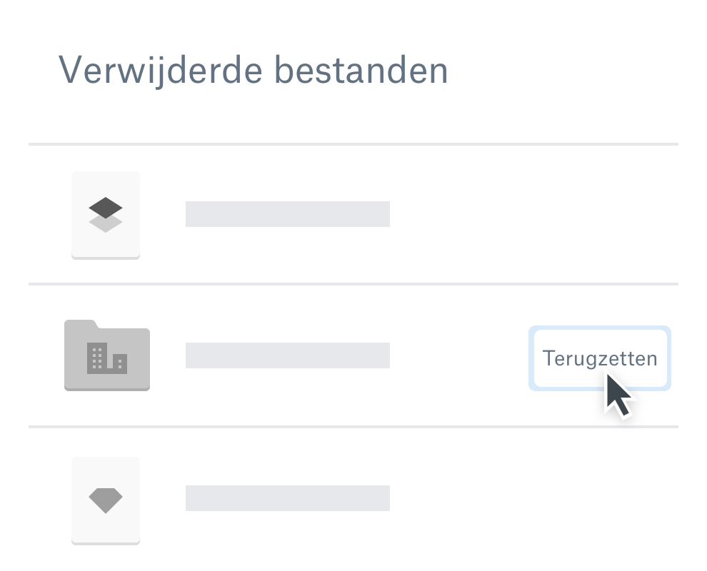 Een gebruiker die op de herstelknop klikt om een verwijderd bestand op te halen