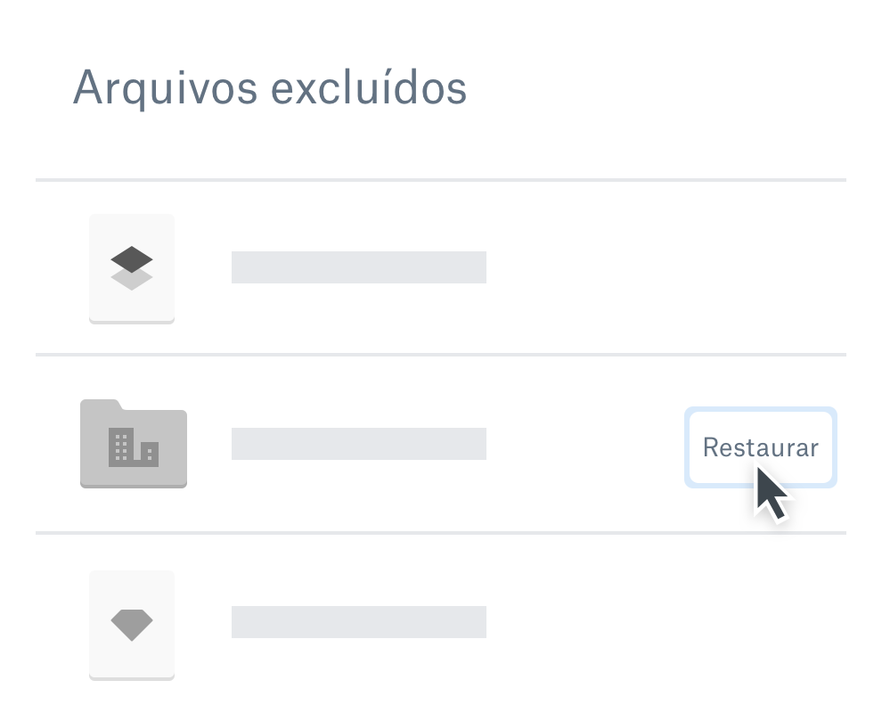 Usuário selecionando o botão Restaurar para recuperar um arquivo excluído