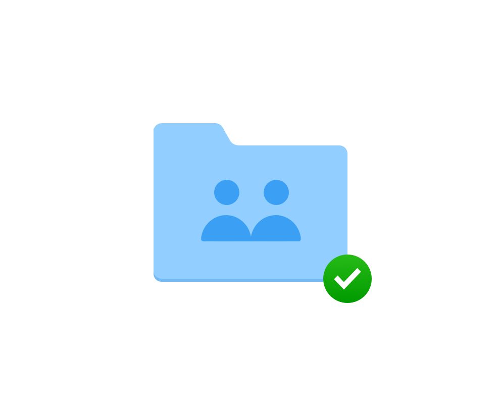 Folder dengan ikon dua orang dan tanda semak hijau