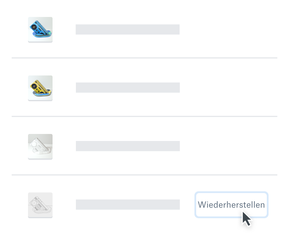 Ein Nutzer wählt eine Datei in Dropbox zur Wiederherstellung aus.