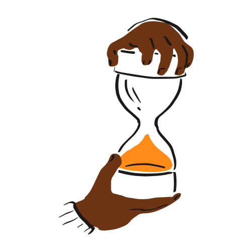 Two hands holding an hourglass.