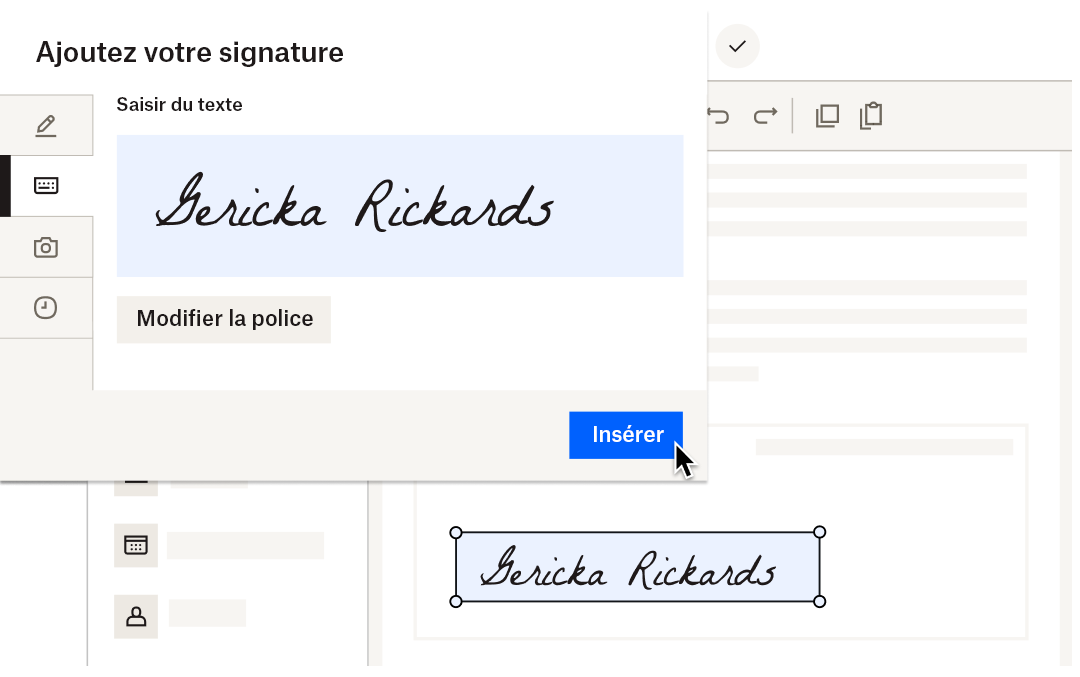 Insertion d'une signature électronique dans un contrat numérique