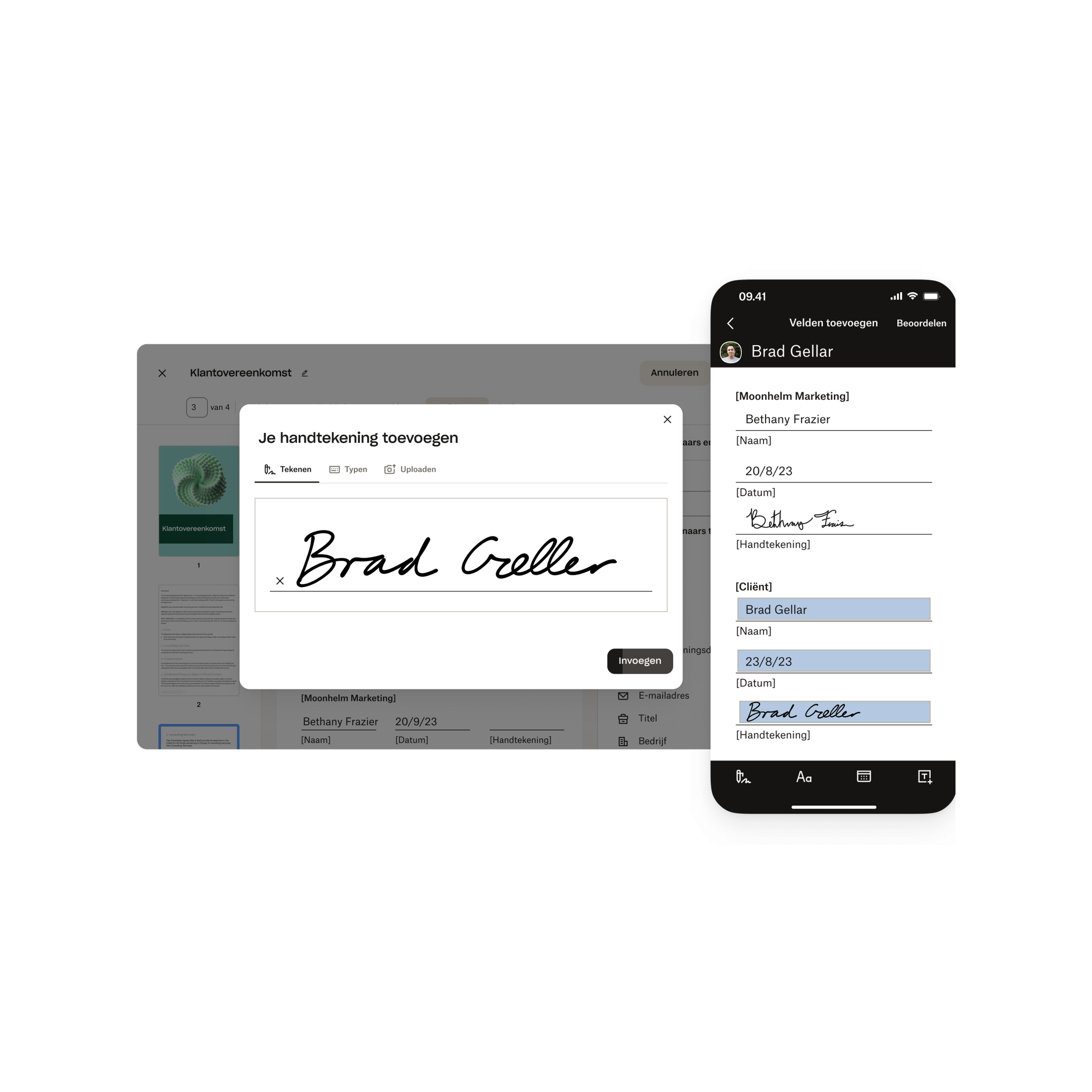Onderteken een document op mobiele apparaten.